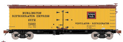 ScaleTrains Fox Valley Models HO SXT15078 PC&F R-40-2 Wood Reefer Burlington Refrigerator Express BREX #75937