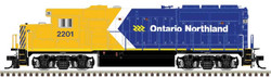 Atlas Master Gold Series HO 10004246 DCC/ESU LokSound V5 Equipped EMD GP40-2 Locomotive w/Ditch Lights Ontario Northland ONT #2201