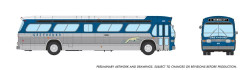 Rapido Trains Inc HO 753118 New Look Bus Deluxe Lighted Greyhound Blue & Silver #9601