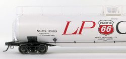 Tangent Scale Models HO 31161-03 NACC 1963 Design 33,000 Gallon Dual Diameter LPG/AA Tank Car NCTX 'Pacific 66 Calgary AB 1964' NCTX #33020