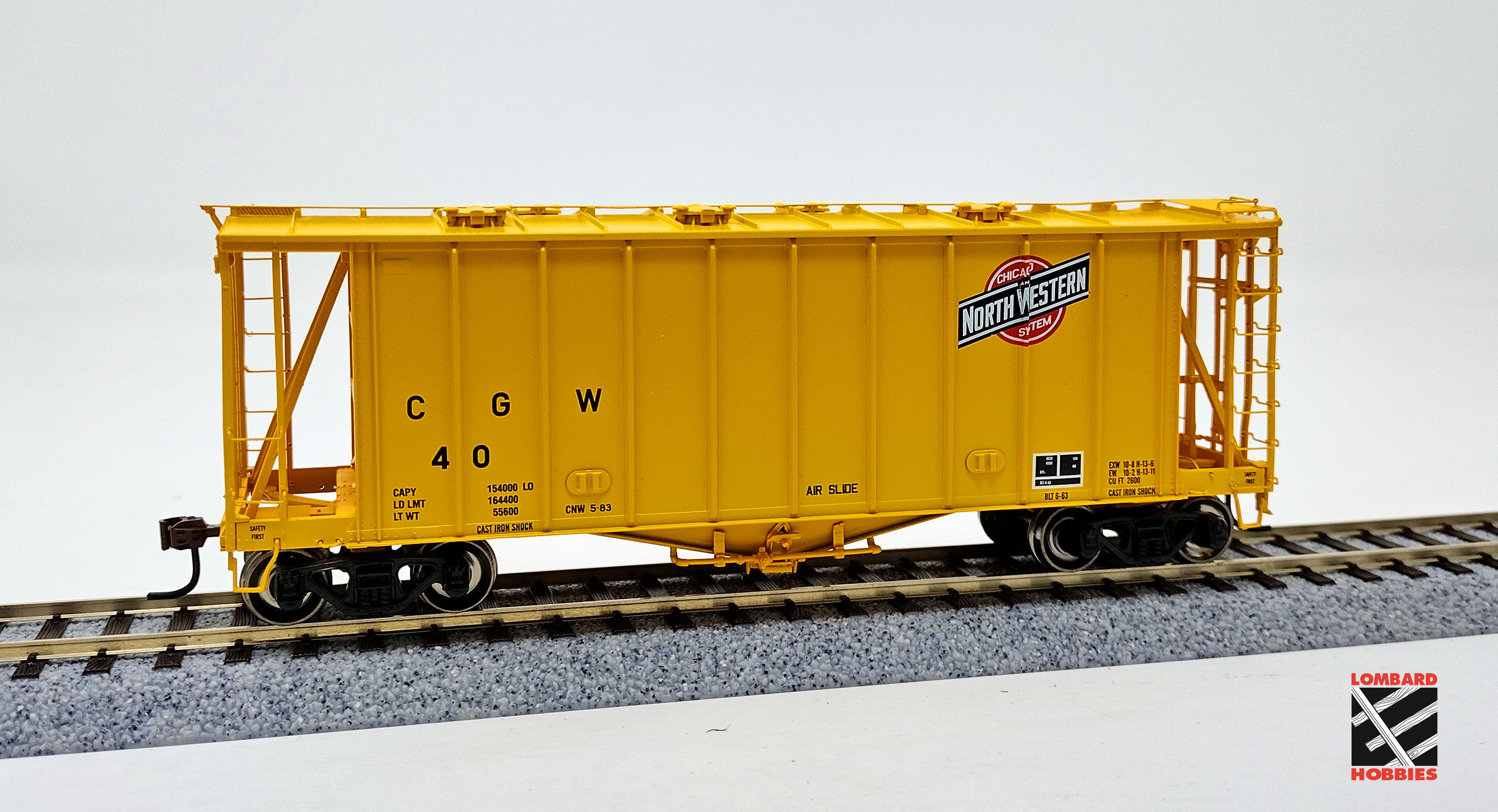 Athearn HO Scale RTR 40' 2600 Airslide Early Version, CGW #40 (Yellow) Lombard Hobbies Exclusive