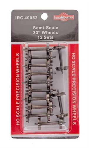 Intermountain HO 40052 33" Nickel Silver Brass Insulated Wheelsets Semi-Scale .088” Tread Width - 12 Sets