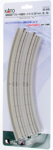 Kato N 20-545 Unitrack Concrete Tie Double Viaduct Track Superelevated Easement Curve 414/381mm 16-5/16" - 15" Left and Right 22.5 Degrees