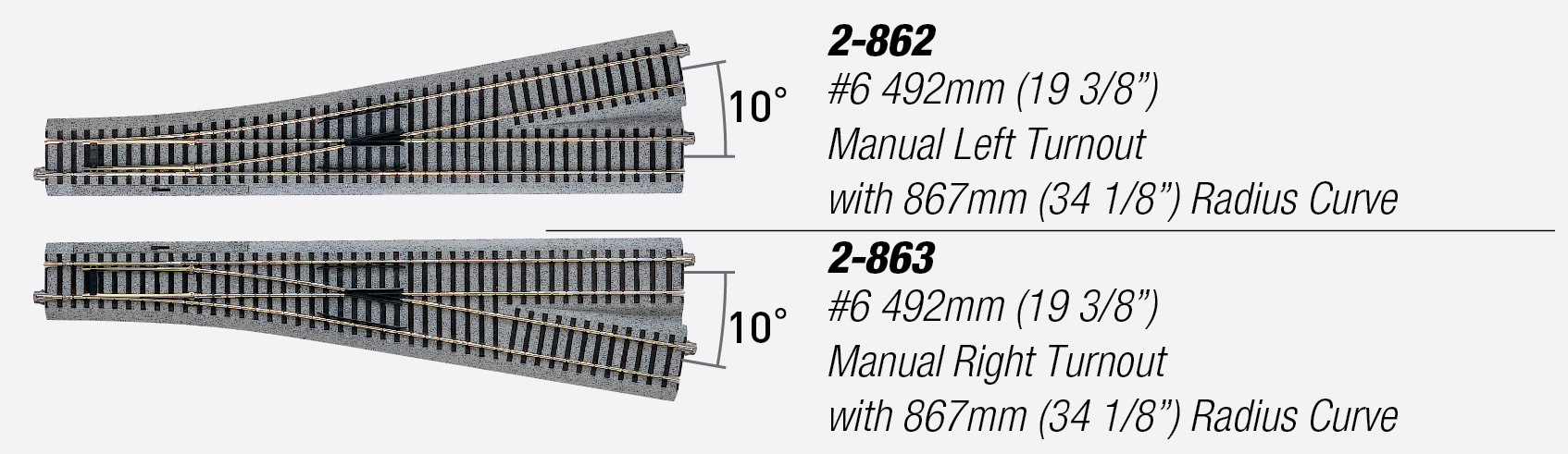 Kato HO Unitrack 2-863 Manual Right #6 Turnout - 1 piece