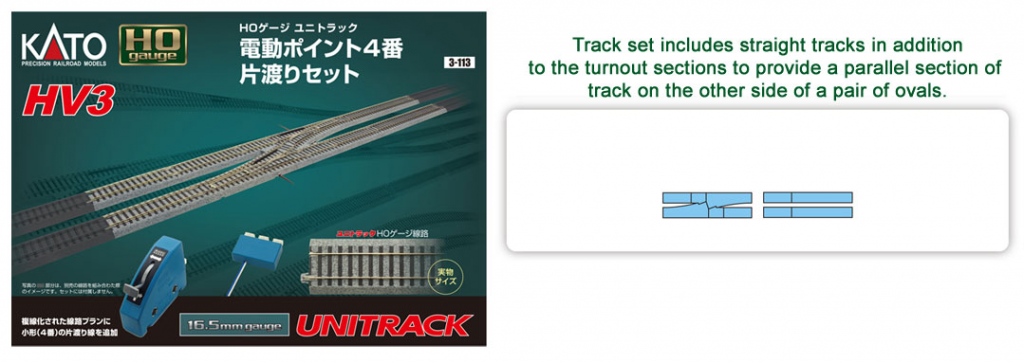 Kato HO Unitrack 3-113 HV3 Interchange Track Set with No. 4 Electric Turnouts