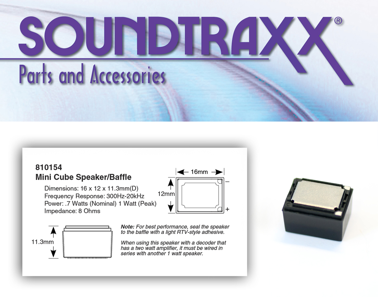 SoundTraxx 810154 Mini Cube Oval Speaker with Baffle