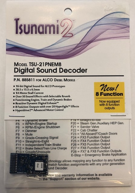 SoundTraxx Tsunami2 885811 TSU-21PNEM8 ALCO Diesel DCC Sound Decoder