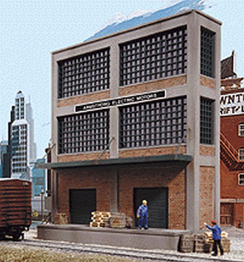 Walthers Cornerstone HO 933-3172 Thin Profile Background Building, Armstrong Electric Motors - Kit