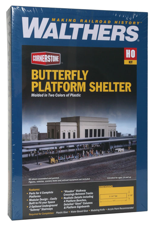 Walthers Cornerstone HO 933-3175 Butterfly Style Station Platform Shelters 4 Pieces - Kit
