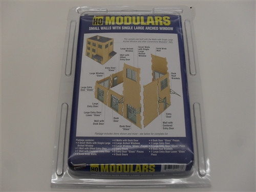 Walthers Modulars HO 933-3731 Small Walls with Single Large Arched Window