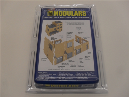 Walthers Modulars HO 933-3732 Small Walls with Single Large Metal-Sash Window