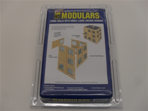 Walthers Modulars HO 933-3734 Large Walls with Single Large Arched Window