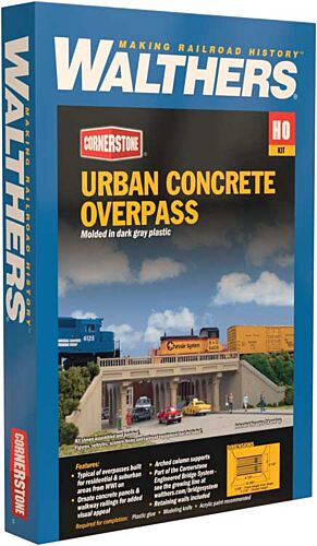 Walthers Cornerstone HO 933-4560 Urban Concrete Overpass - Kit