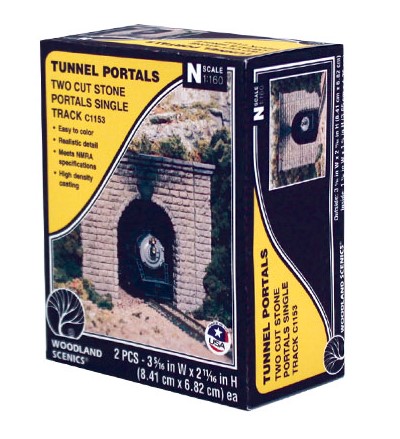 Woodland Scenics N C1153 Single Track Tunnel Portal Cut Stone - 2 Pieces