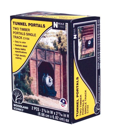 Woodland Scenics N C1154 Single Track Tunnel Portal Timber - 2 Pieces