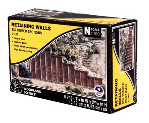 Woodland Scenics N C1160 Retaining Wall Timber - 6 Pieces