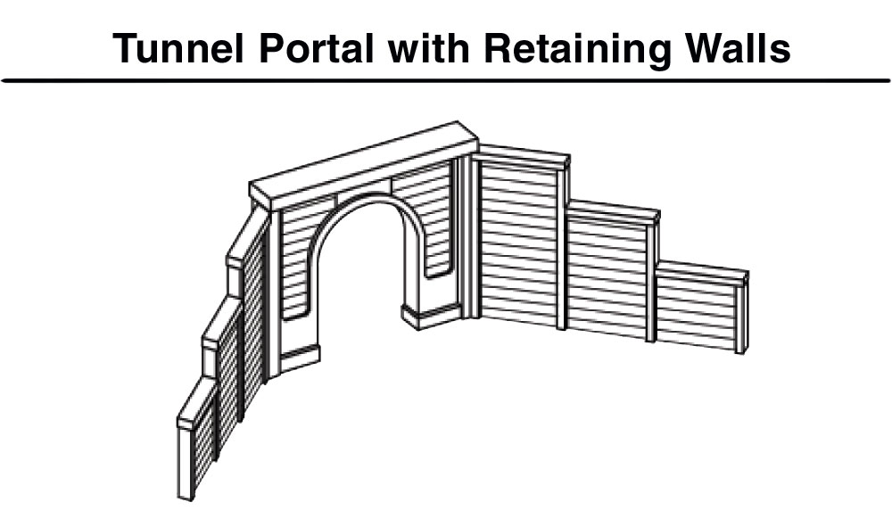 Woodland Scenics HO C1252 Single Track Tunnel Portal Concrete