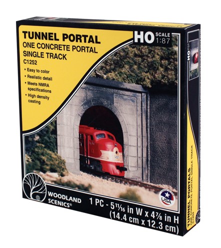 Woodland Scenics HO C1252 Single Track Tunnel Portal Concrete