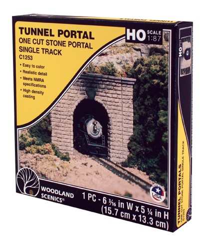 Woodland Scenics HO C1253 Single Track Tunnel Portal Cut Stone