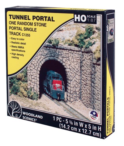 Woodland Scenics HO C1255 Single Track Tunnel Portal Random Stone