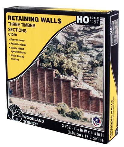 Woodland Scenics HO C1260 Retaining Wall Cut Timber