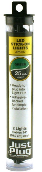 Woodland Scenics JP5737 Just Plug Lighting System - Green LED Stick-On Lights - 2 per pack