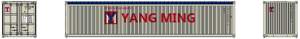 Jacksonville Terminal Company N 402005 40' Wave Side Corrugated Open/Canvas Top Container YANG MING 2-Pack