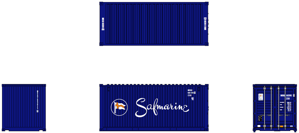 Jacksonville Terminal Company N 205304 20' Standard Height Container SAFMARINE 2-Pack