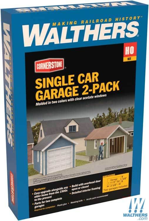 Walthers Cornerstone HO 933-3796 Single Car Garage 2 Pack - Kit