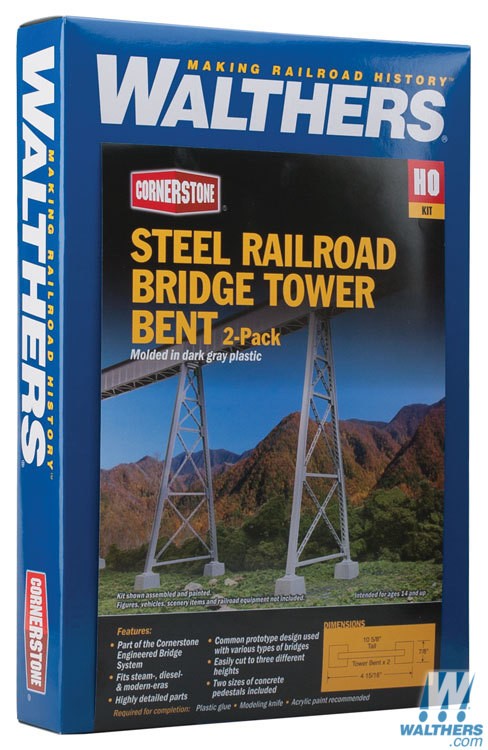 Walthers Cornerstone HO 933-4555 Steel Railroad Bridge Tower Bent 2 Pack - Kit
