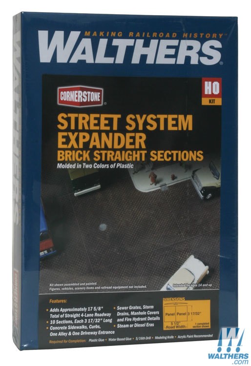 Walthers Cornerstone HO 933-3156 Brick Street System Expander - Straight Sections & Accessories - Kit