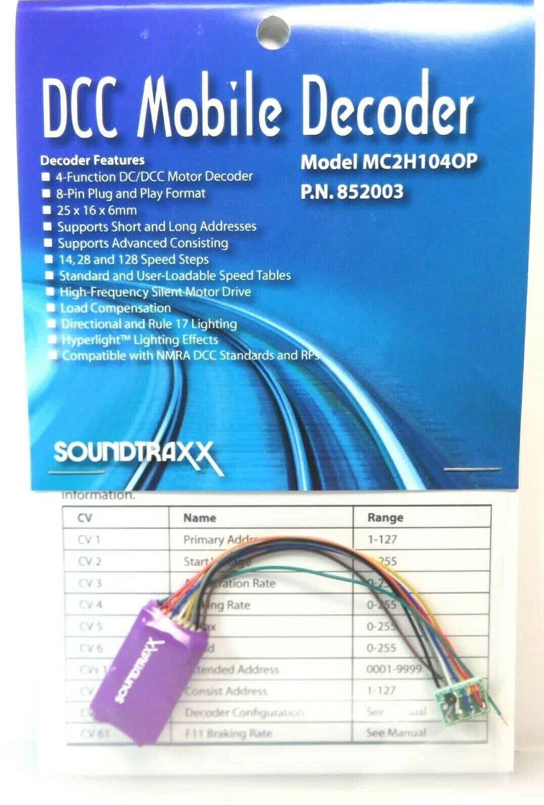SoundTraxx 852003 MC2H104OP DCC Mobile Decoder