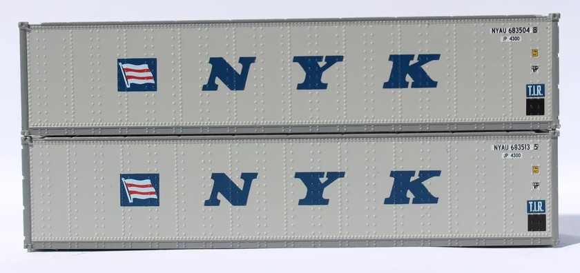 Jacksonville Terminal Company N 405656 40' Standard Height 8'6 Smooth-Side Containers NYK 'Flag & Initials' 2-Pack