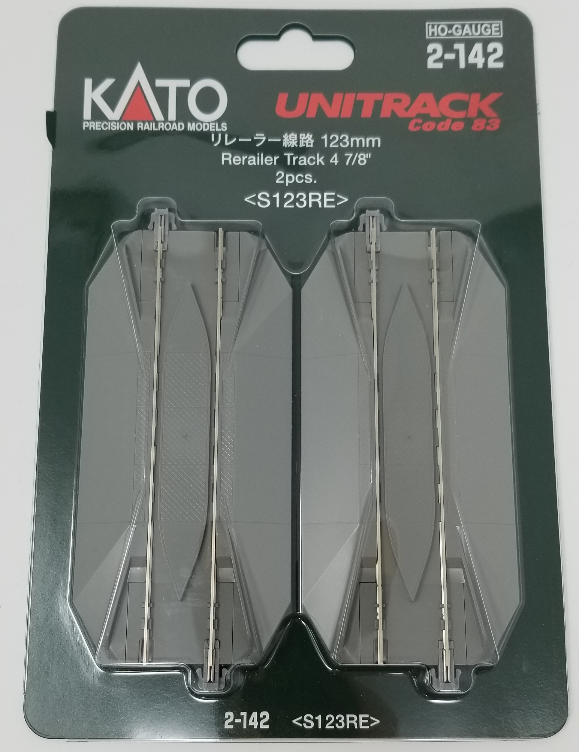 Kato HO Unitrack 2-142 Road Crossing and Rerailer Straight Track 123mm 4 7/8" 2 pieces