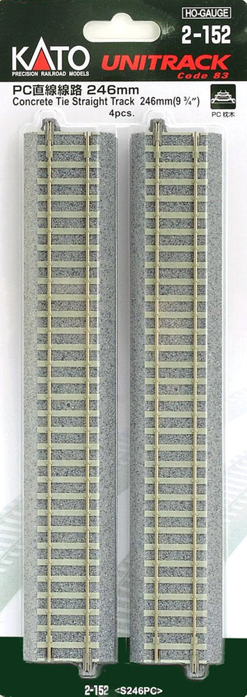Kato HO Unitrack 2-152 Concrete Tie Straight Track 246mm 9 3/4" 4 pieces