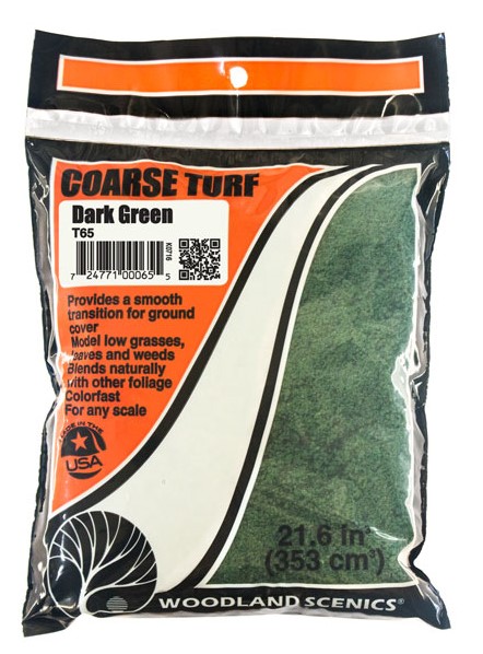 Woodland Scenics T65 Coarse Turf - Bag - Dark Green