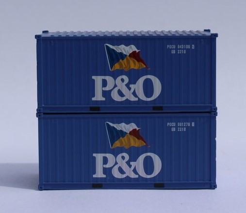 Jacksonville Terminal Company N 205329 20' Standard Height Container P&O 'Flag Scheme' 2-Pack