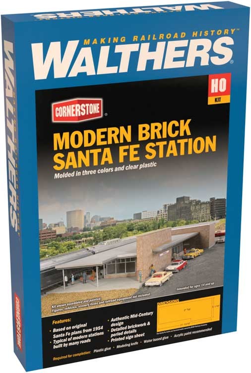 Walthers Cornerstone HO 933-4064 Modern Brick Santa Fe Station - Kit