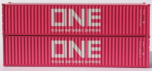 Jacksonville Terminal Company N 405337 40' Standard Height 8'6 Corrugated Side Containers OCEAN NETWORK EXPRESS - ONE Magenta Set #4 - 2-Pack