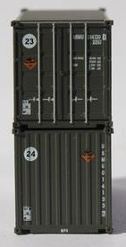 Jacksonville Terminal Company N 205450 20' Standard Height containers USMU 'B', MILITARY SERIES 2 pack