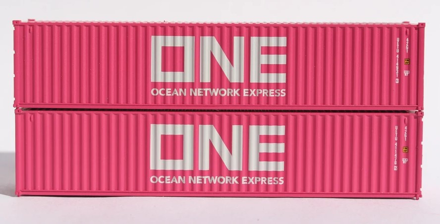 Jacksonville Terminal Company N 405333 40' Standard Height 8'6 Corrugated Side Containers OCEAN NETWORK EXPRESS - ONE Magenta Set #3 - 2-Pack