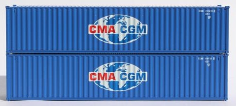 Jacksonville Terminal Company N 405305 40' Standard Height 8'6 Corrugated Side Containers CMA CGM GLOBE LOGO - 2-Pack