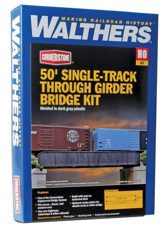 Walthers Cornerstone HO 933-4501 50ft Single-Track Through Girder Bridge - Kit