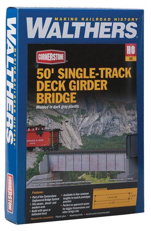 Walthers Cornerstone HO 933-4506 50ft Single-Track Deck Girder Bridge - Kit