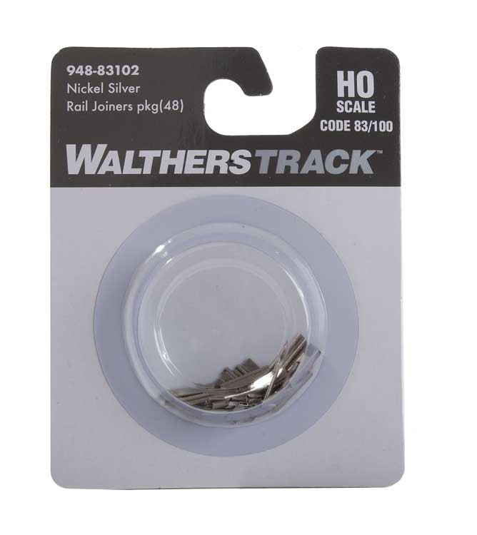 WalthersTrack HO 948-83102 Nickel-Silver Rail Joiners for Code 83 or Code 100 Track - 48 Pkg
