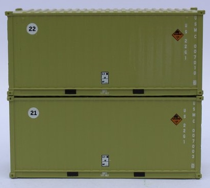 Jacksonville Terminal Company N 205456 20' Standard Height Corrugated Side Containers USMC Marines 2 pack