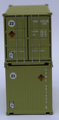 Jacksonville Terminal Company N 205456 20' Standard Height Corrugated Side Containers USMC Marines 2 pack