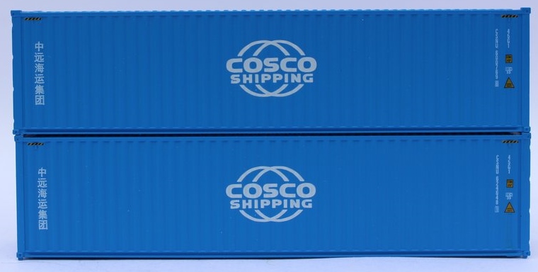 Jacksonville Terminal Company N 405015 40' High Cube Corrugated Side Containers COSCO SHIPPING 'New Globe logo' - 2 pack
