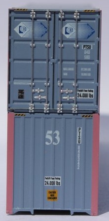 Jacksonville Terminal Company N 535022 53' High Cube Corrugated Side Containers PACER Faded Light Blue 2-Pack