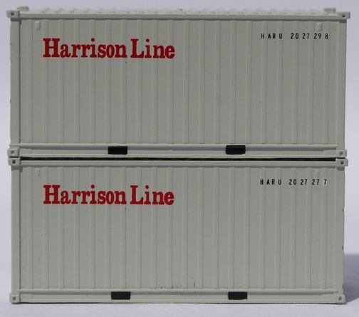 Jacksonville Terminal Company N 205434 20' Standard Height Corrugated Side Containers Harrison Line HARU 2-Pack
